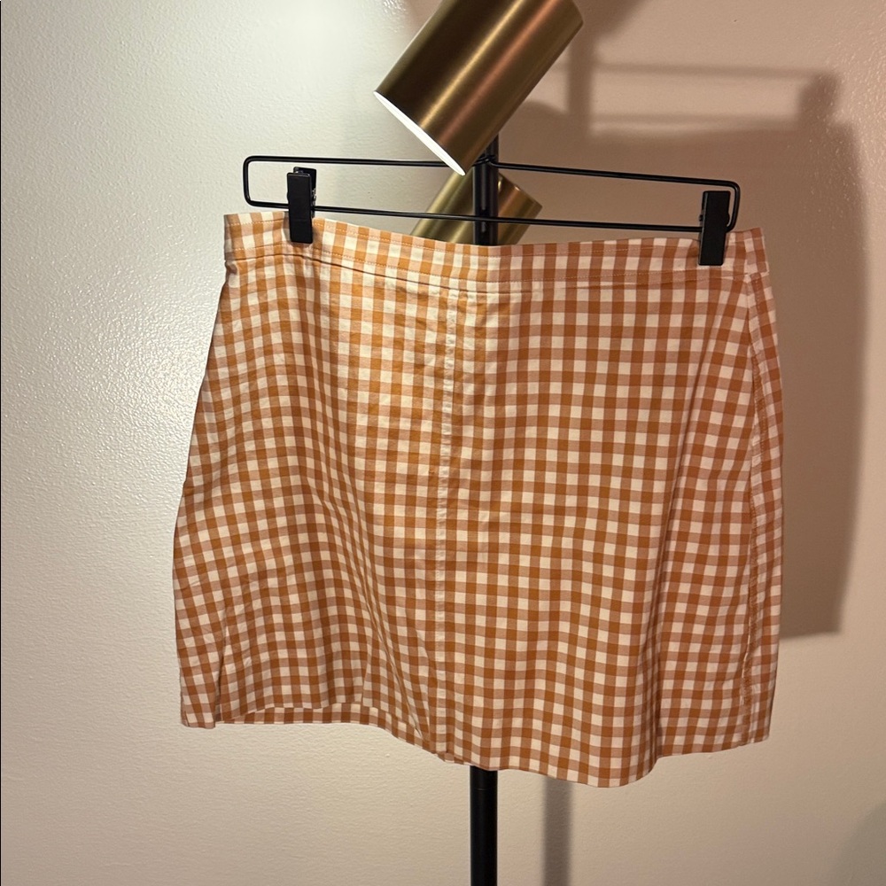 J. Crew Mini Brown and White Gingham stretch cotton preppy favorite 10 medium